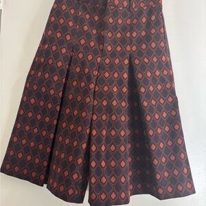 Zara ZW Collection Pleated Shorts in Burgundy Featuring a Diamond Pattern